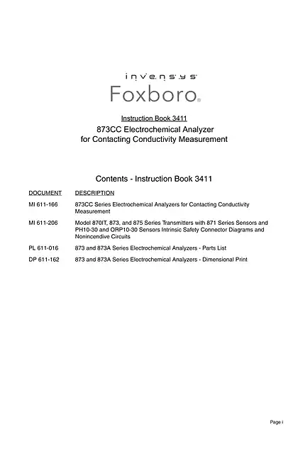 schneider施耐德Foxboro 873CC使用说明书